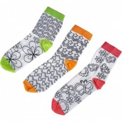 Kids Doodle Socks Kids Art Color Your Own Socks 6 Pairs Color Draw Doodle DIY Kid Crafts Handicraft Toys Birthday Christmas G...