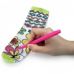 Kids Doodle Socks Kids Art Color Your Own Socks 6 Pairs Color Draw Doodle DIY Kid Crafts Handicraft Toys Birthday Christmas G...