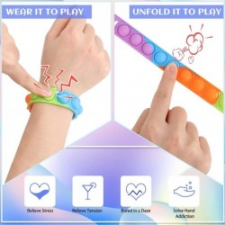 12Pcs Push Pop Bracelet Fidget Toy Packs Multi-Color Push Poping Bubble Sensory Toys Wearable Finger Press Stress Relief Wris...