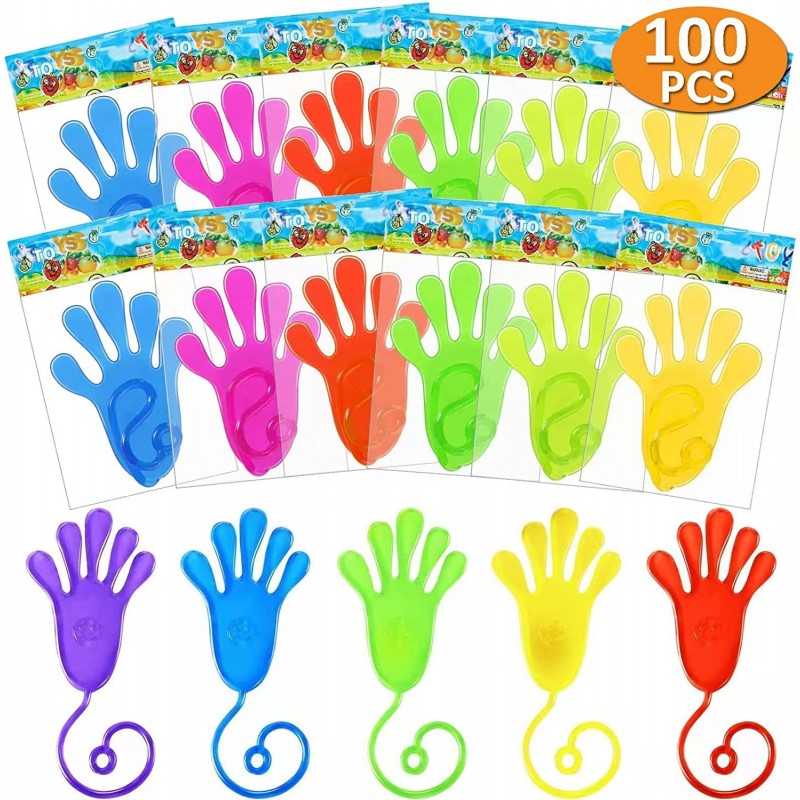 100 Pcs Sticky Hands Party Favors 2 Inch Bulk Stretchy Toys Treasure Box Toys For Classroom Rewards Kids' Party Supplies For ...