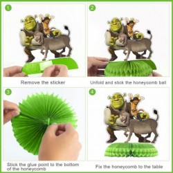 Shrek Party Decorations Honeycomb Centerpiece 7 Pieces Shrek Theme 3D Double Side Cake Toppers Table Centerpieces Shrek Photo...