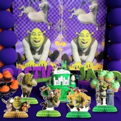 Shrek Party Decorations Honeycomb Centerpiece 7 Pieces Shrek Theme 3D Double Side Cake Toppers Table Centerpieces Shrek Photo...