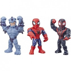 Mega Mighties Marvel Super Hero Adventures Web Warriors 3 Pack Spider-Man Kid Arachnid Marvel’s Rhino 10" Figures Kids Ages 3...