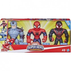 Mega Mighties Marvel Super Hero Adventures Web Warriors 3 Pack Spider-Man Kid Arachnid Marvel’s Rhino 10" Figures Kids Ages 3...