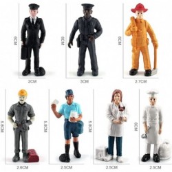 7pcs People Figurines Hand Painted Fireman Police Officer Postman Pilot People Figurine Plastic Model People Toys Playset for...