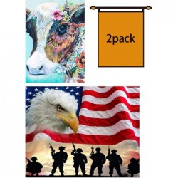 5D Diamond Painting Kits for Adults Kids Full Round Drill Diamond for Home Wall Decor American Flag Eagle and Colorful Cow in...