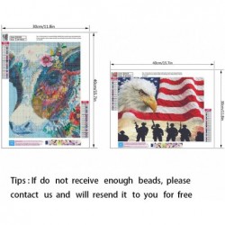 5D Diamond Painting Kits for Adults Kids Full Round Drill Diamond for Home Wall Decor American Flag Eagle and Colorful Cow in...