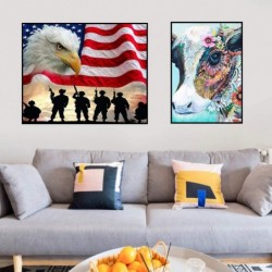 5D Diamond Painting Kits for Adults Kids Full Round Drill Diamond for Home Wall Decor American Flag Eagle and Colorful Cow in...