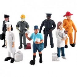 7pcs People Figurines Hand Painted Fireman Police Officer Postman Pilot People Figurine Plastic Model People Toys Playset for...