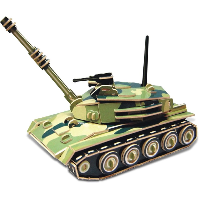 3D Puzzle Colorful Tank Wood Craft Construction Kit Fun Unique and Educational DIY Wooden Military Toy Assemble Model Pre-Col...