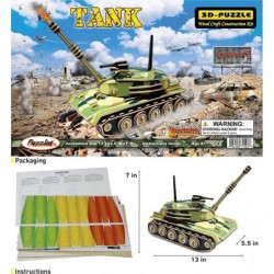 3D Puzzle Colorful Tank Wood Craft Construction Kit Fun Unique and Educational DIY Wooden Military Toy Assemble Model Pre-Col...