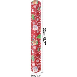 48PCS Christmas Slap Bracelets Slap Xmas Snap Bracelet Party Favors Toys Slap Bands Assorted Christmas Theme Pattern for Chri...