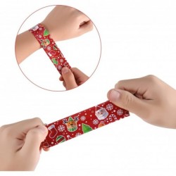 48PCS Christmas Slap Bracelets Slap Xmas Snap Bracelet Party Favors Toys Slap Bands Assorted Christmas Theme Pattern for Chri...