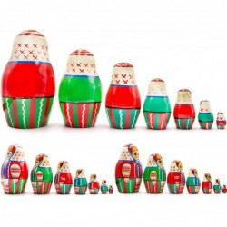 Matryoshka Nesting Dolls Set of 7 pcs - Matryoshka Doll in Belarussian Festive Dress with Ornament - Russian Dolls in Belarus...