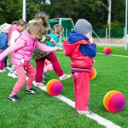 Playground Balls Kickballs 8.5 Inch Rainbow Playground Kick Ball Set for Kids and Adults Dodgeball Kickballs Handball for Sch...