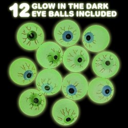 Glow in The Dark Eye Bouncing Balls - Bulk Pack of 12 – 1.25 Inch High Bounce Bouncy Balls for Kids Glowing Party Favors and ...