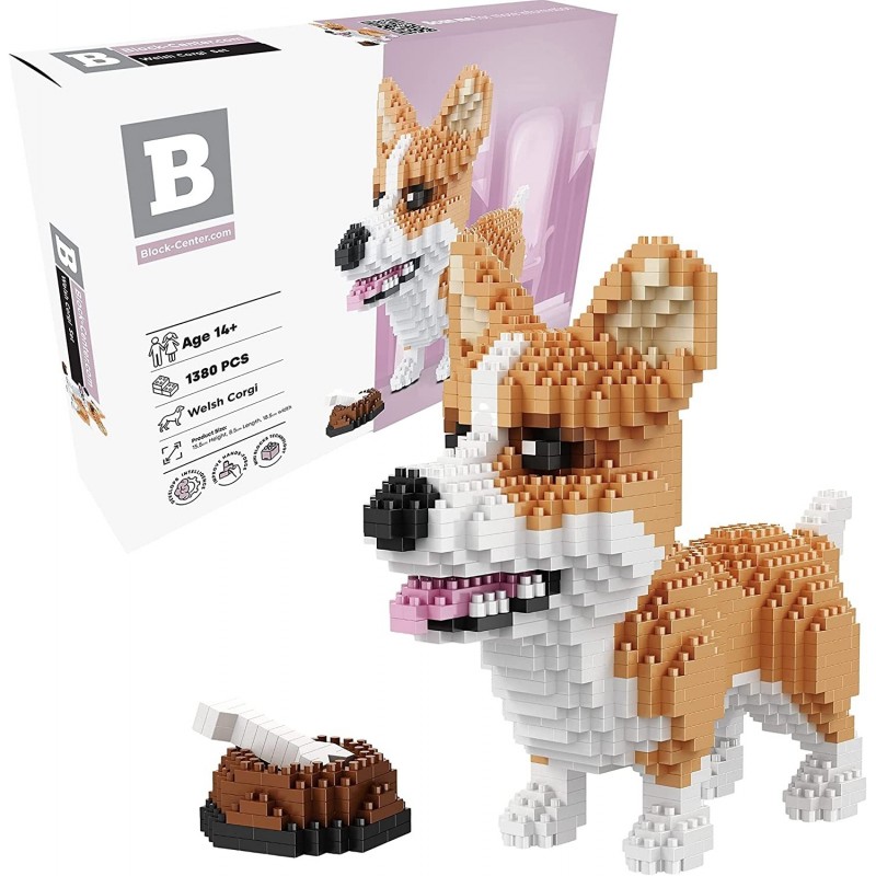 Corgi 3D Puzzle 1380 pcs Mini Blocks Dog Building Blocks Set - Your Very Own Mini Pet Companion Mini Blocks Kit - 14 Years Ol...