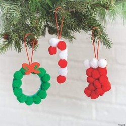 Pom-Pom Christmas Ornaments Craft Kit for Kids-Stocking Wreath Candy Cane Shapes-Makes 12 $26.20 Craft Kits