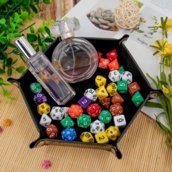 2 Pieces Dice Tray PU Leather Dice Trays Folding Hexagon Dice Holder Tray for Dice Games Like RPG DND and Other Table Games (...