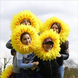 Sunflower Headgear Funny Performance Props Sunflower Hat Hood for Dance Party Festival Games Kids Teens Adults $27.48 Kids' P...