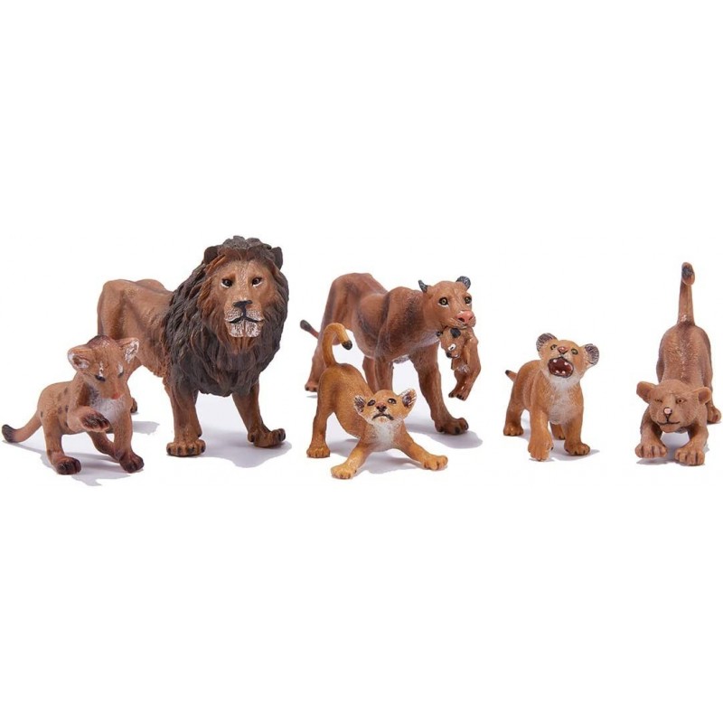 6PCS Realistic African Lion Family Set Figurines with Lion Cubs 2-5" Safari Animals Figures Diorama Educational Toy Cake Topp...