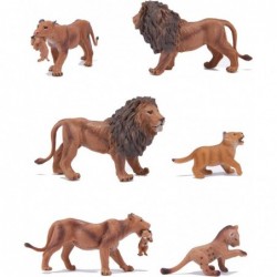 6PCS Realistic African Lion Family Set Figurines with Lion Cubs 2-5" Safari Animals Figures Diorama Educational Toy Cake Topp...