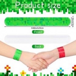 48 Pieces Pixel Themed Slap Bracelets Pixelated Video Game Themed Party Decorations Multicolor Miner Style Wristband Bracelet...