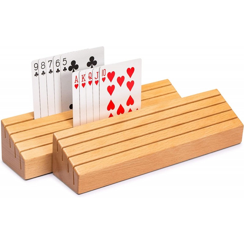 Extra-Wide Solid Beechwood Playing Card Holders - Set of 2 $52.37 Game Accessories