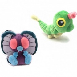 2pcs/Set Caterpie and Pink Shiny Butterfree Soft Stuffed Plush Toy Doll for Christmas Halloween Easter(6.3 inch /5.1 inch) $4...