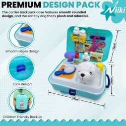 Niiki Kids Veterinary Playset – 16pcs Doctor Kit for Toddlers 3-5 – Pet Vet Playset – Puppy Dog Toys with Backpack Case – Pre...