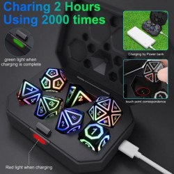 Rechargable DND Dice Light Up Dice 7 PCS Glowing Balanced LED Dice Electronic Dices D&D Dungeons and Dragons Polyhedral Dice ...