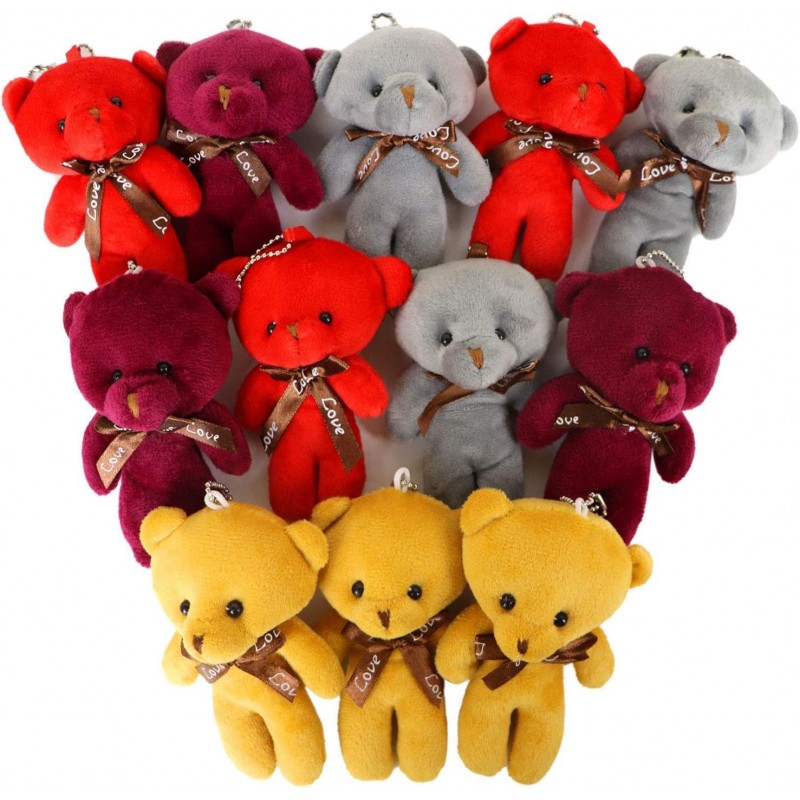 Bulk Teddy Bears Small Teddy Bear with Keychain Mini Stuffed Teddy Bear 1 Dozen Tiny Soft Plush Toy for Wedding Decorations P...