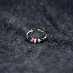 Enamel Fidget Ring for Anxiety for Women Silver Spinner Anxiety Rings with Colorful Beads Anxiety Relief To My Daughter Fidge...