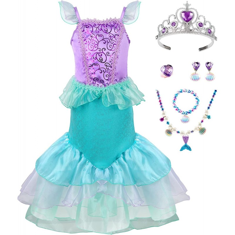 Mermaid Costume for Girls Princess Dress Up with Crown and Jewelry $40.38 Kids' Costumes