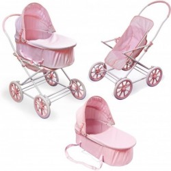 3-in-1 Doll Pram Carrier and Stroller (fits 18 inch Dolls) Pink Gingham $67.63 Doll Accessories