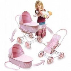 3-in-1 Doll Pram Carrier and Stroller (fits 18 inch Dolls) Pink Gingham $67.63 Doll Accessories