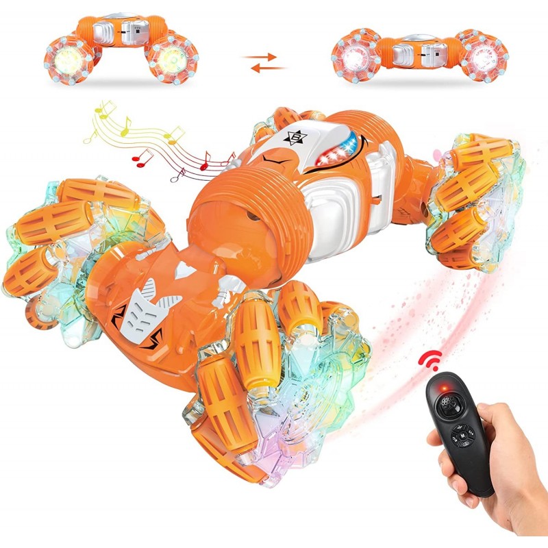 Gesture Sensing Rc Stunt Car with Gravity Sensor 2.4GHZ 4WD Double Sided Hobby RC Crawlers with Music&Lights for Boys 6-12 Gi...