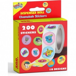 Hanukkah Stickers On A Roll - Chanukah Stickers On Dispenser Roll - 200 Holiday Stickers - 10 Fun Hanukkah Designs $16.86 Kid...