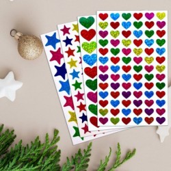 2020 Count Laser Shiny Sparkle Heart and Star Stickers Self Adhesive Foil Star Stickers for Kids Reward Home School DIY and O...