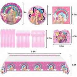 Cartoon Pink Girl Birthday Party Supplies - 81PCS Birthday Party Favor with Plates Napkins Forks Spoons knifes Invitation Car...