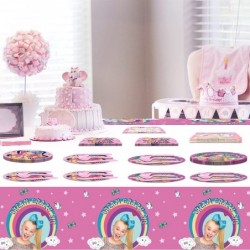 Cartoon Pink Girl Birthday Party Supplies - 81PCS Birthday Party Favor with Plates Napkins Forks Spoons knifes Invitation Car...