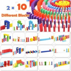 1000 PCS Dominoes Set for Kids Wooden Building Blocks Bulk Dominoes Set with Extra 20 Blocks Colorful Dominos for Stacking Ra...