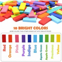 1000 PCS Dominoes Set for Kids Wooden Building Blocks Bulk Dominoes Set with Extra 20 Blocks Colorful Dominos for Stacking Ra...