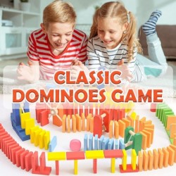 1000 PCS Dominoes Set for Kids Wooden Building Blocks Bulk Dominoes Set with Extra 20 Blocks Colorful Dominos for Stacking Ra...