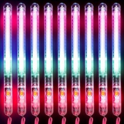 24 Packs Foam Glow Sticks Multicolor LED Glow Sticks Flashing Light Stick 7 Modes LED Party Wand Police LED Flashing Wand for...