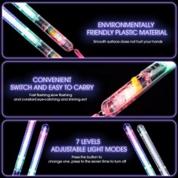 24 Packs Foam Glow Sticks Multicolor LED Glow Sticks Flashing Light Stick 7 Modes LED Party Wand Police LED Flashing Wand for...