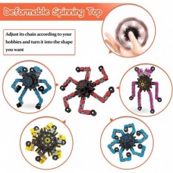 Fidget Spinner Deformable Decompression Toy 4 Pack Funny Transformable Fingertip Spin High-Speed Rotating Mechanical Chain Ro...