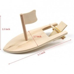 6 Pack DIY Wood Boat Model Wooden Sailboat Craft Wooden Boat Model Kits to Build Rubber Band Paddle Boat Toys for Kids Childr...