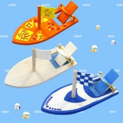 6 Pack DIY Wood Boat Model Wooden Sailboat Craft Wooden Boat Model Kits to Build Rubber Band Paddle Boat Toys for Kids Childr...