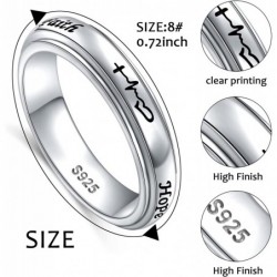 S925 Sterling Silver Spinner Fidget Anxiety Stress Relieving Boredom ADHD Autism Band Rings for Women $44.51 Fidget Toys